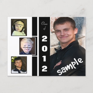 B&W Four Photo Afstuderen Announcement Briefkaart