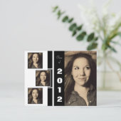 B&W Four Photo Afstuderen Announcement Briefkaart (Staand voorkant)