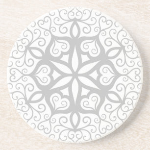 B&W Fractal Bloemversiering 4 Onderzetter
