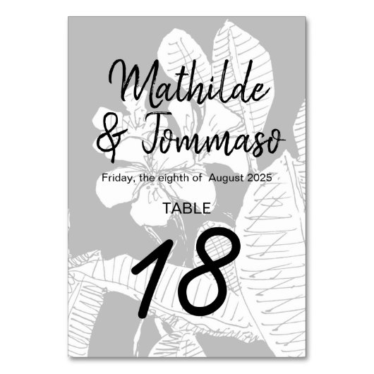 B&W Frangipani Bohemian Botanical Modern Watermerk Kaart (Voorkant)