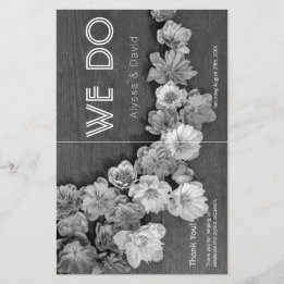B & W Garden Hellebore Wood Wedding Programme
