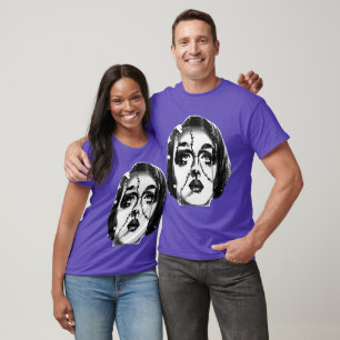 B+W Geborduurde Halloween Vrouw (Zelfportret) T-shirt
