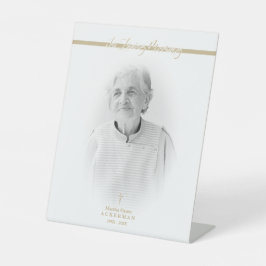 B&W Golden Photo Remembrance Service Dear Ones Reclamebord Met Voetstuk