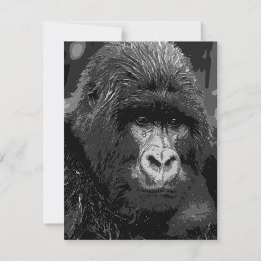 B&W Gorilla Face Invitations (Devant)