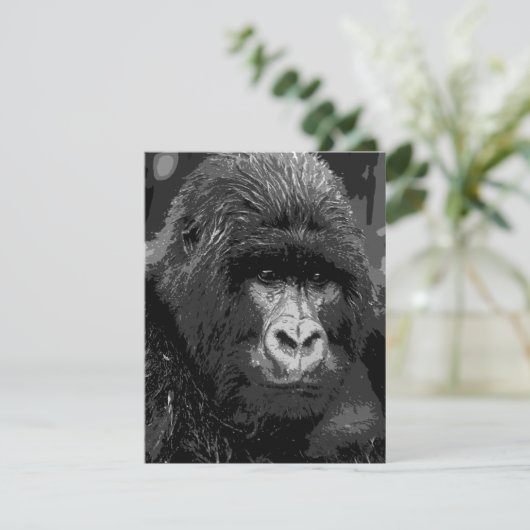B&W Gorilla Face Invitations (Debout devant)