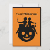 B/W Halloween Silhouette Garçon Invitation assis (Devant)