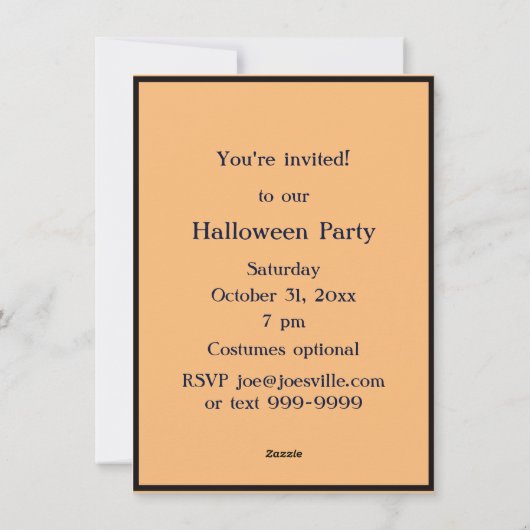 B/W Halloween Silhouette Garçon Invitation assis (Dos)