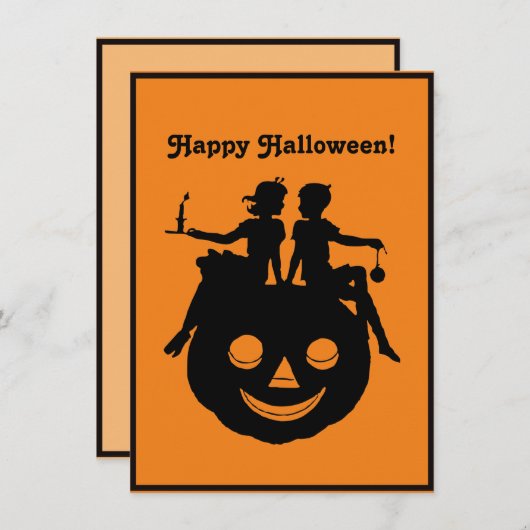 B/W Halloween Silhouette Garçon Invitation assis (Devant / Derrière)