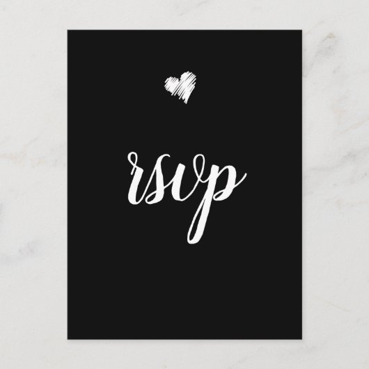B & W hart bruiloft rsvp briefkaarten (Voorkant)