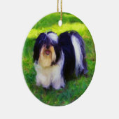 B&W Havanese sur Porcelain Ornement de vacances (Droite)