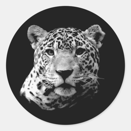 B&W Jaguar Ronde Sticker (Voorkant)