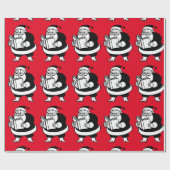 B&W leesKerstman (Lg. Afbeelding) op rood Cadeaupapier (Vlak)