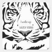 B&W Line Art Tiger Grey Eyes Vierkante Sticker (Voorkant)