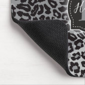 B & W-luipaard met aangepaste monogram en naam Muismat (Hoek)