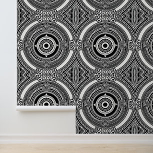 B&W Medaillon Motief Behang