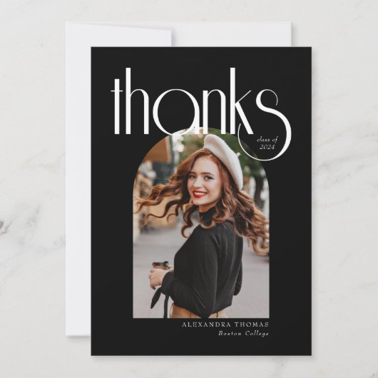 B & W Minimalistisch & Modern Arch Photo Afstudere Bedankkaart (Voorkant)