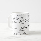 B & W Mok vol met letters aangepaste naam (Voorkant links)