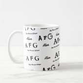 B & W Mok vol met letters aangepaste naam (Links)