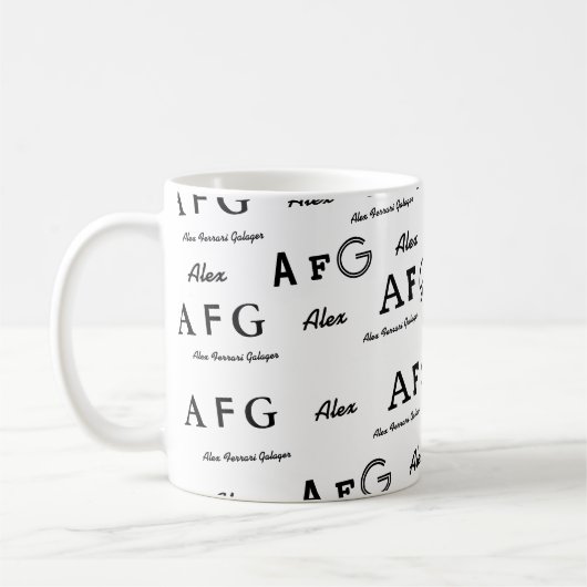 B & W Mok vol met letters aangepaste naam (Links)