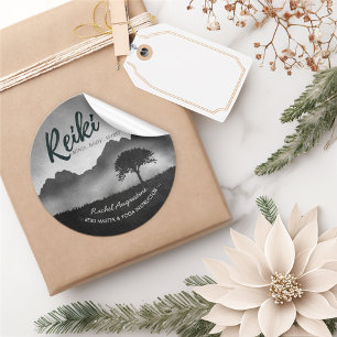 B&W Natural Reiki Master Yoga Mediation instructeu Ronde Sticker