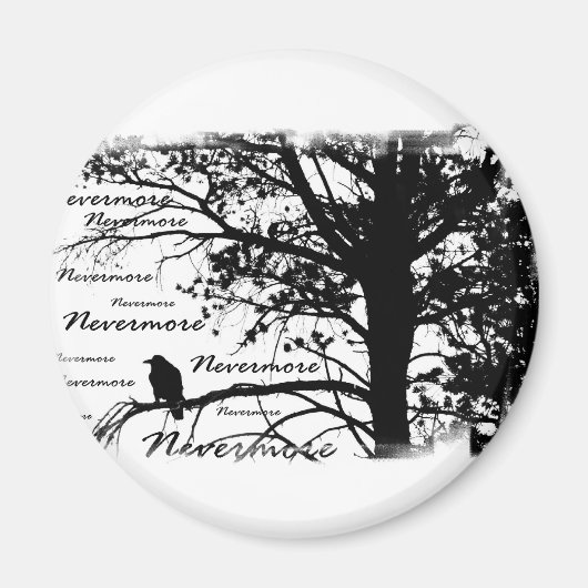 B&W Nevermore Raven Silhouette Magneet (Voorkant)