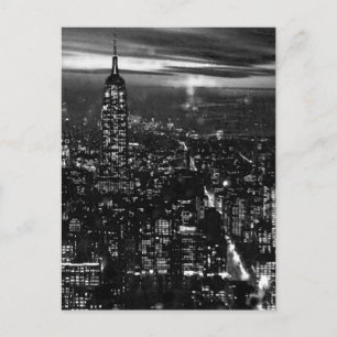 B&W New York City 's nachts Briefkaart