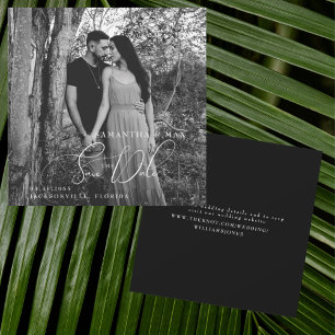 B/W Paar Fotovierkant Sla de datum op Save The Date