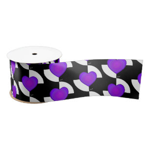 B&W Paarse harten kloppen Lint