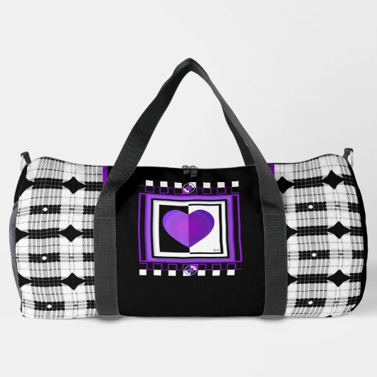 B&W paarse harten kloppen Plunjezak (Achterkant)