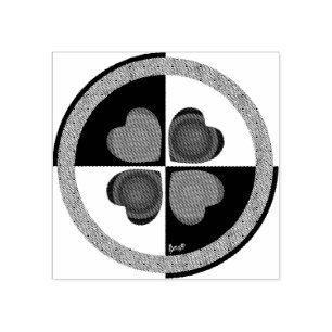 B&W paarse harten kloppen Rubberstempel