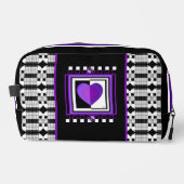 B&W paarse harten kloppen Toilettasje (Voorkant)