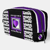 B&W paarse harten kloppen Toilettasje (Rechterhoek)