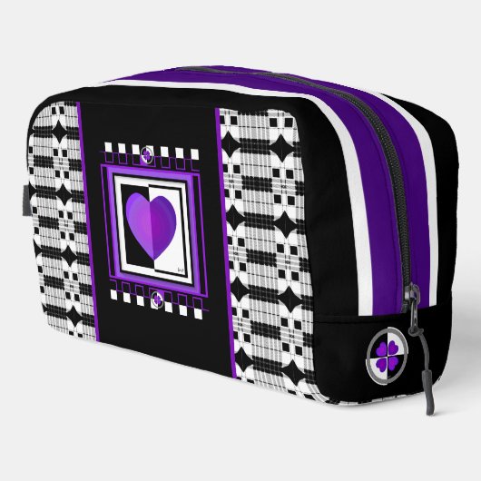 B&W paarse harten kloppen Toilettasje (Rechterhoek)