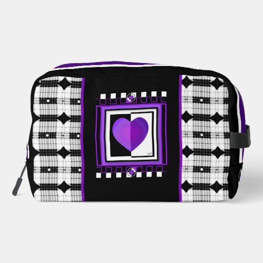B&W paarse harten kloppen Toilettasje (Achterkant)