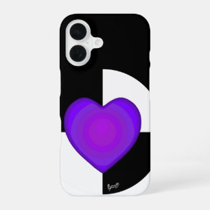 B&W Paarse Harten Kloppend iPhone 16 Hoesje