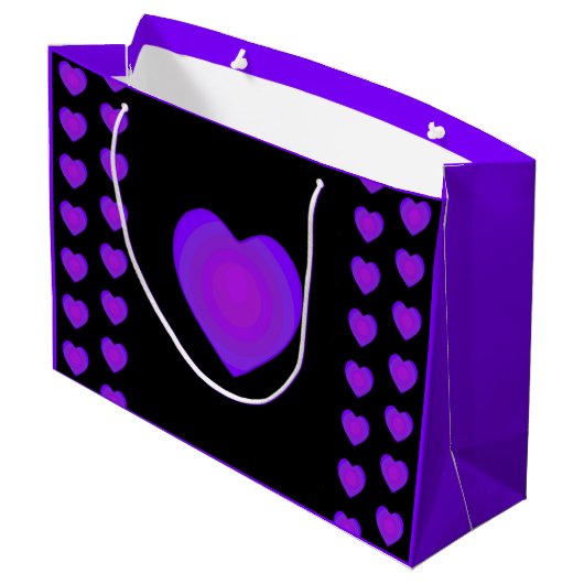 B&W Paarse harten slaan Groot Cadeauzakje (Achterkant Gekanteld)