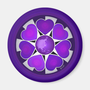 B&W Paarse harten slaan Magneet