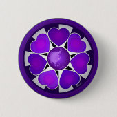 B&W Paarse harten slaan Ronde Button 5,7 Cm (Voorkant)