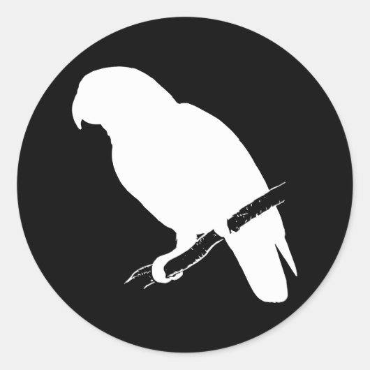 B&W Parrot Ronde Sticker (Voorkant)