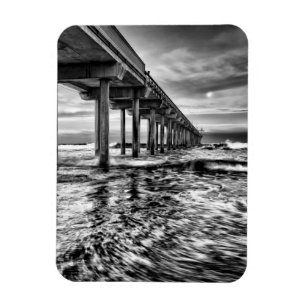 B&W pier bij zonsopgang, Californië Magneet