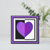 B&W Purple Hearts Beating Kaart (Staand voorkant)