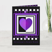B&W Purple Hearts Beating lege kaart (Voorkant)