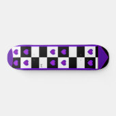 B&W Purple Hearts Beating Skateboard (Horz)