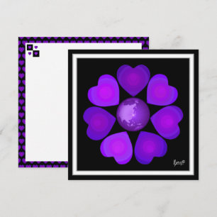 B&W Purple Hearts Slaan Kaart