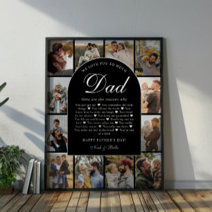 B & W Redenen waarom we van je houden Papa Foto-ra Poster