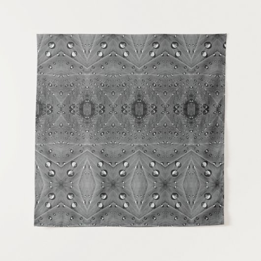 B&W Regen op groene lederen Ikat  Wandkleed (Voorkant)