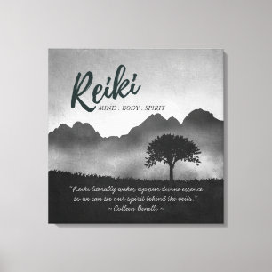 B&W Reiki Master Yoga Mediation instructeur Citate Canvas Afdruk