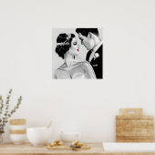 B&W Retro Art Deco  Bride & Groom Poster (Keuken)