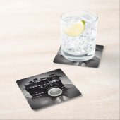 B&W Retro  camera Vierkante Kartonnen Onderzetter (Insitu)