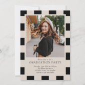 B&W Retro geruit Arch Classic Photo Afstuderen Kaart (Achterkant)